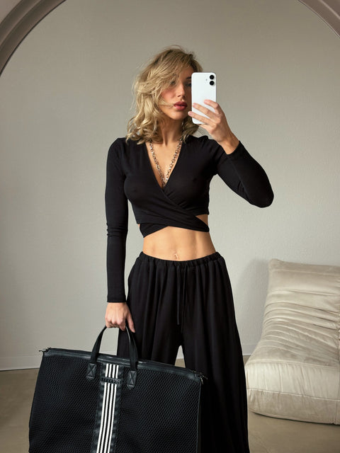 Zestaw Vena Tie Crop black