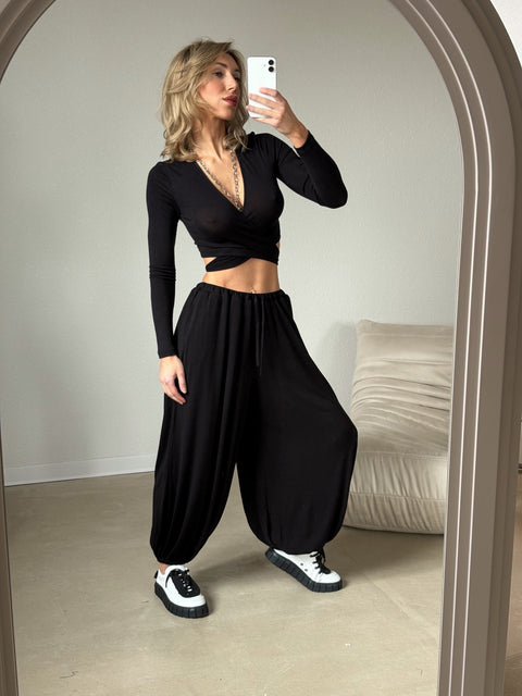 Zestaw Vena Tie Crop black