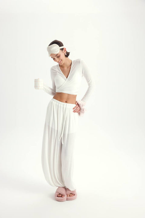 Zestaw Vena Tie Crop white