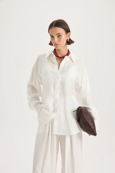 Koszula oversize Yovena z detalem guzików white
