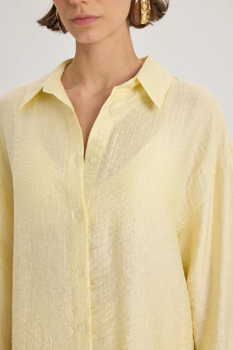 Koszula oversize Yovena z detalem guzików yellow