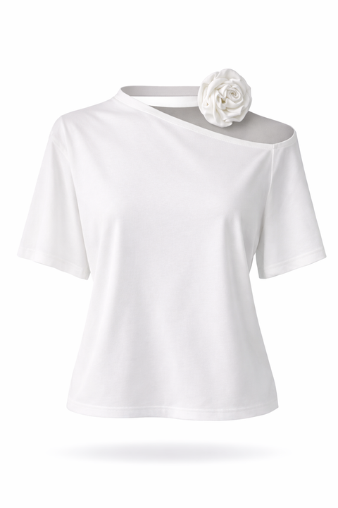 T-shirt ROSE Off Shoulder White