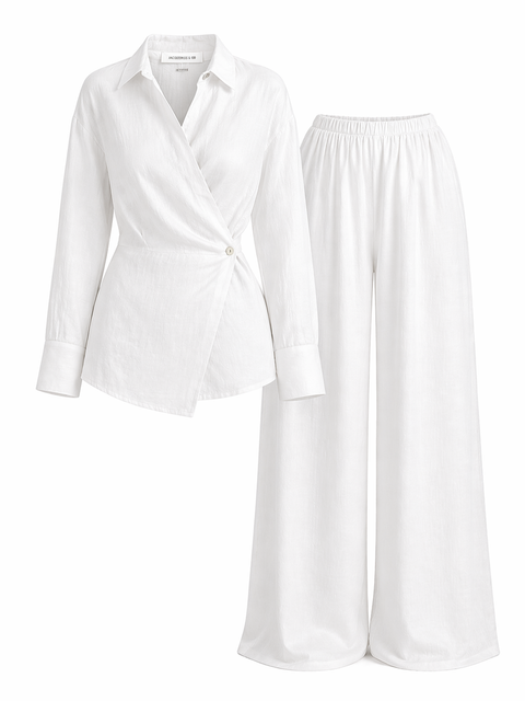 Koszula oversize Yovena z detalem guzików white