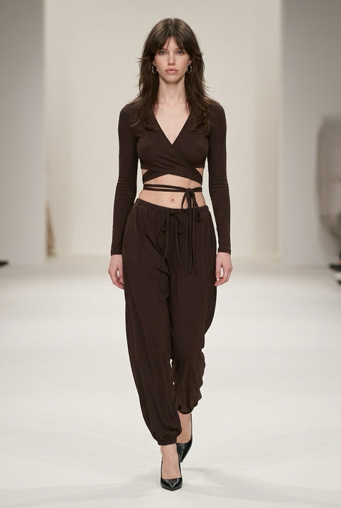 Zestaw Vena Tie Crop brown