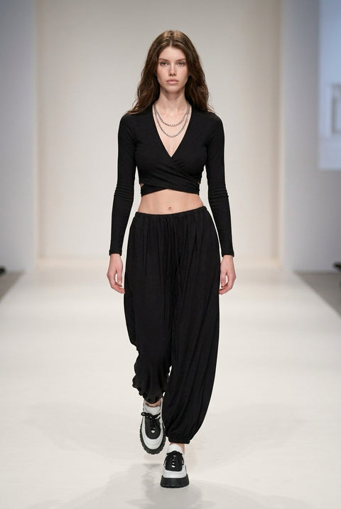 Zestaw Vena Tie Crop black
