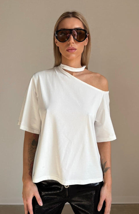 T-shirt ROSE Off Shoulder White