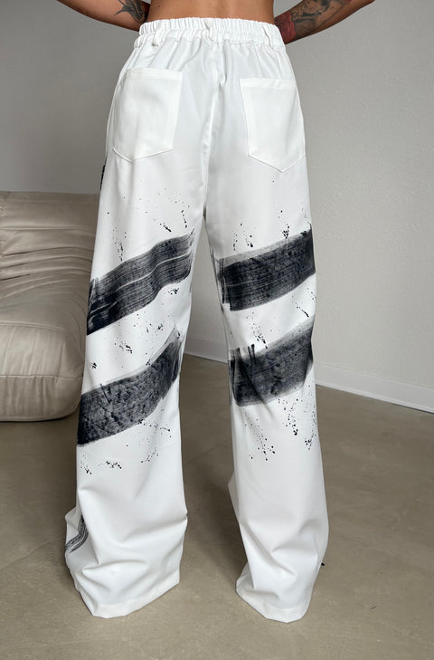 Spodnie Abstract White