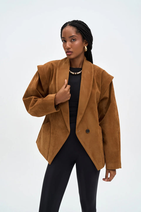 Bronte Shoulder Detailed Blazer Camel