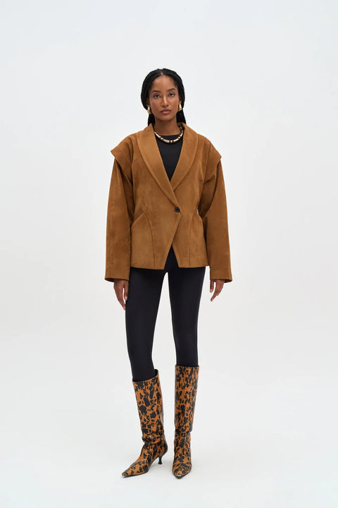 Bronte Shoulder Detailed Blazer Camel