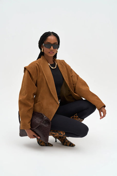 Bronte Shoulder Detailed Blazer Camel