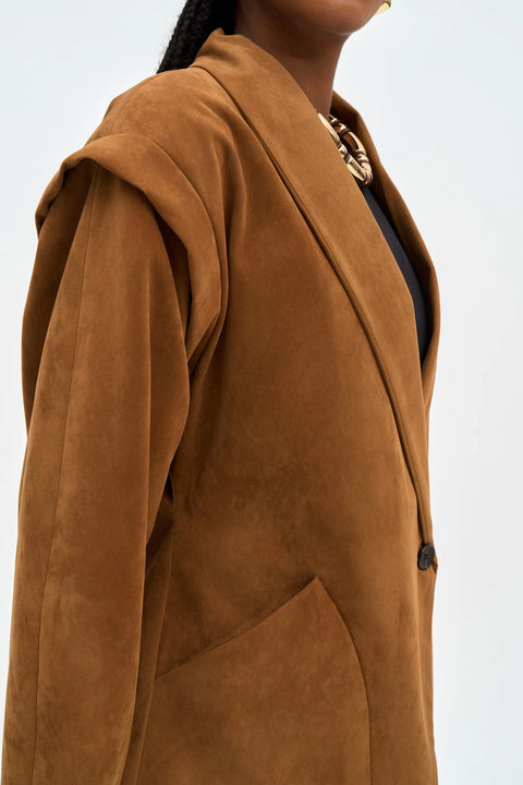 Bronte Shoulder Detailed Blazer Camel