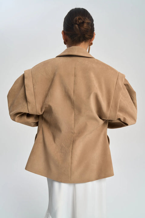 Bronte Shoulder Detailed Blazer beż