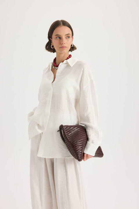 Koszula oversize Yovena z detalem guzików white