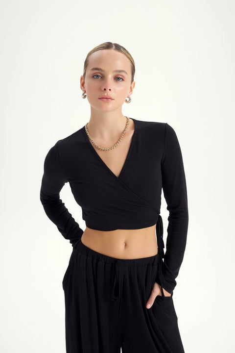 Zestaw Vena Tie Crop black