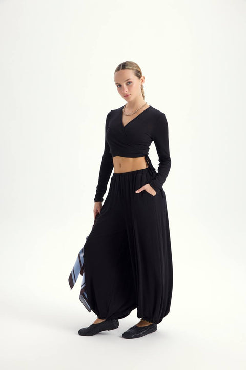 Zestaw Vena Tie Crop black