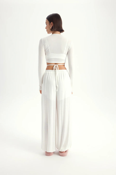 Zestaw Vena Tie Crop white