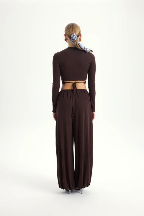 Zestaw Vena Tie Crop brown