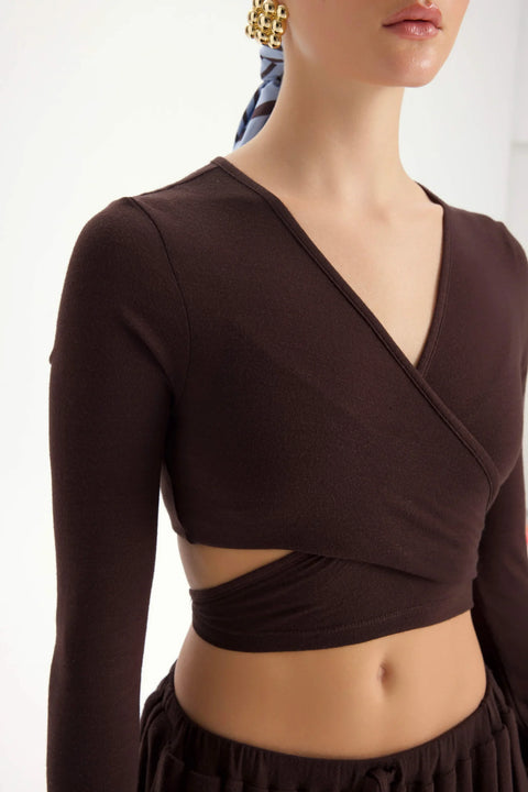 Zestaw Vena Tie Crop brown