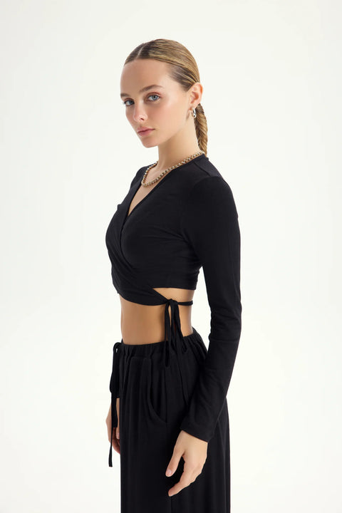 Zestaw Vena Tie Crop black