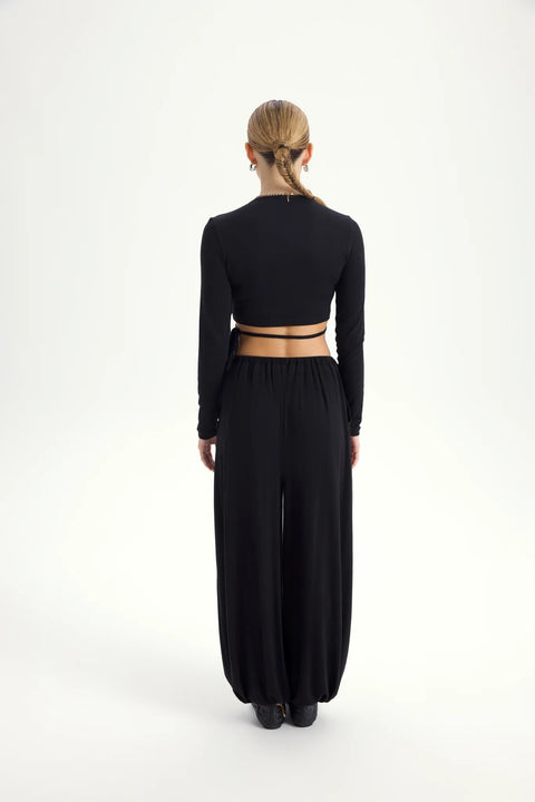 Zestaw Vena Tie Crop black