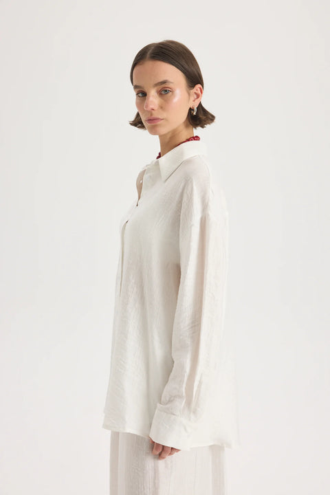 Koszula oversize Yovena z detalem guzików white