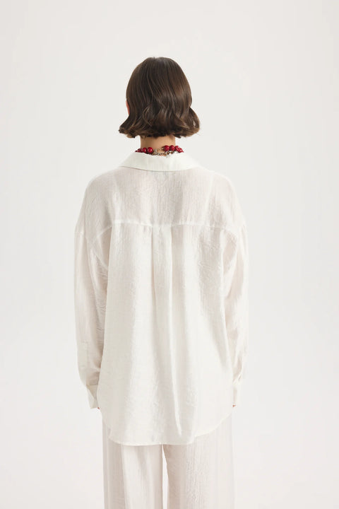 Koszula oversize Yovena z detalem guzików white