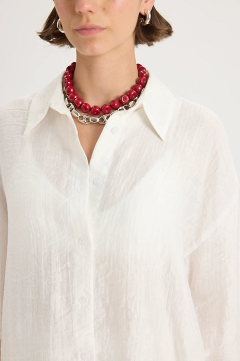 Koszula oversize Yovena z detalem guzików white