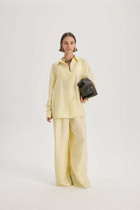 Koszula oversize Yovena z detalem guzików yellow