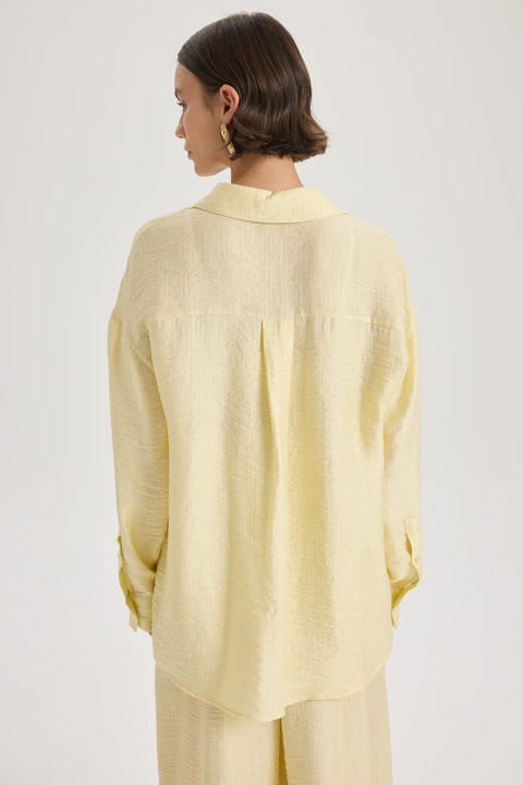 Koszula oversize Yovena z detalem guzików yellow